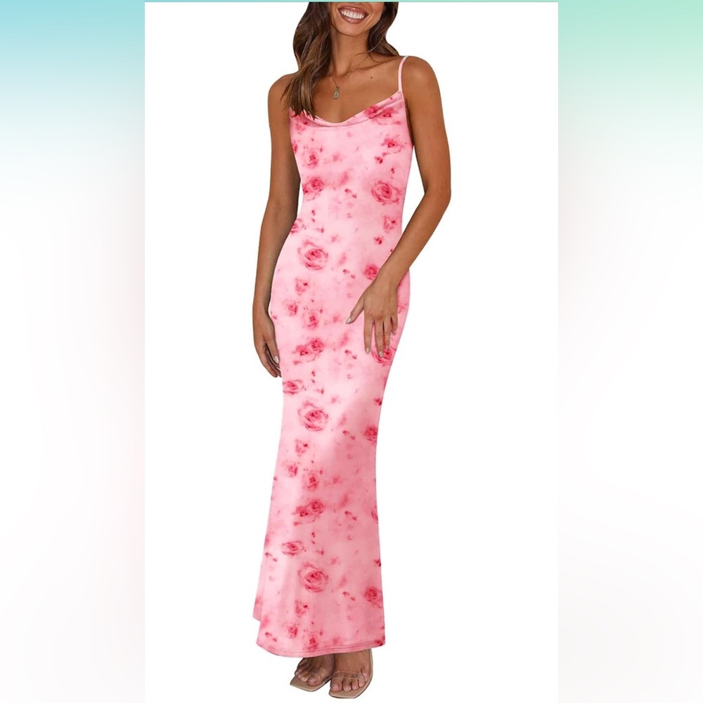 Sold out online PRETTYGARDEN Spaghetti Strap Floral Maxi Dress- Pink Red Flower